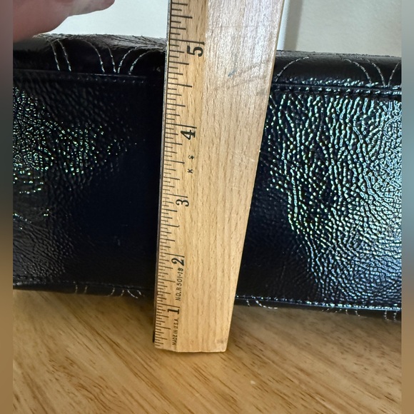 Coach Black Stitched Patent Leather Purse, Double Strap - Picture 13 of 14